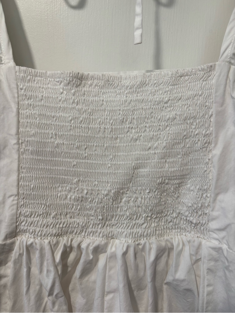Draper James Magnolia White Cotton Puff Sleeve Smocked Babydoll Mini Dress Sz L - Picture 6 of 10